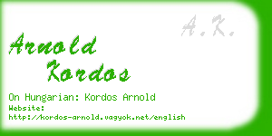 arnold kordos business card